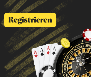 Roulette Tisch und Spielkarten mit Registrieren Button